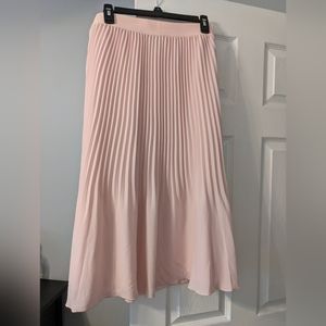 Pale pink, pleated JCrew skirt.